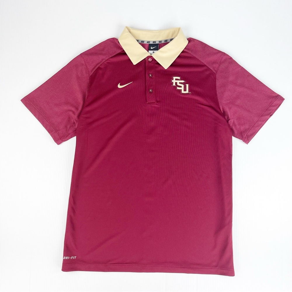 Nike FSU Florida State Seminoles Football Short Sleeve Polo Shirt Top